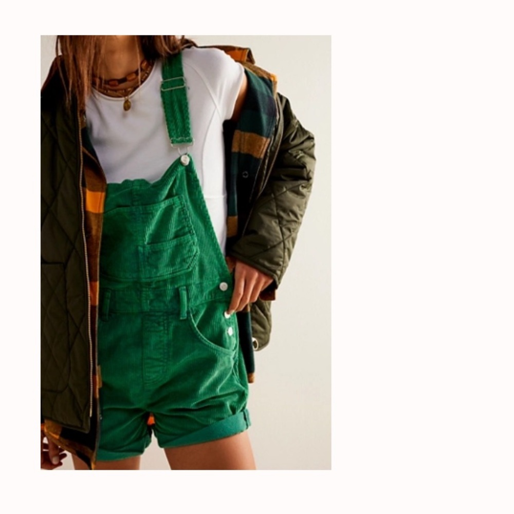 We The Free Emerald Green Corduroy Short Overalls Romper - Picture 6 of 6